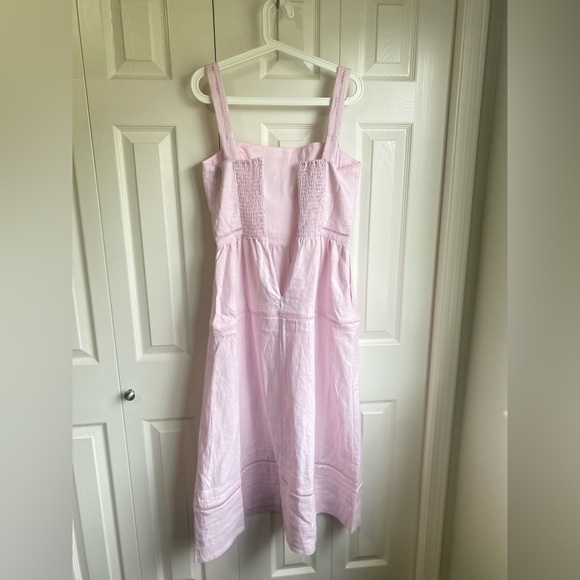 New Reformation Everett Midi Linen Sleeveless Dress - Size 6 Cherry Blossom Pink - Picture 8 of 12
